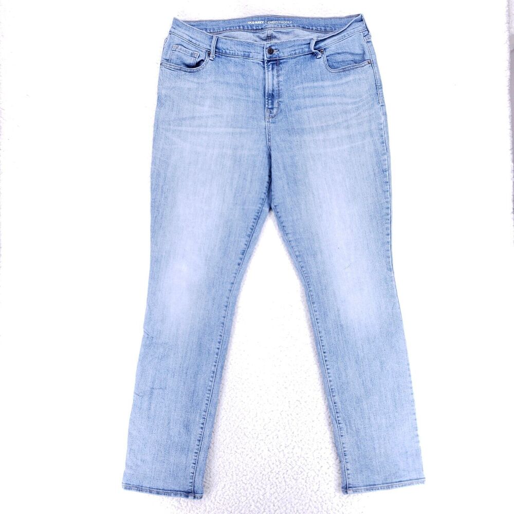 Old Navy Jeans Denim Cotton Womens SZ 16 Blue Straight Stretch VTG Mid Rise Slim